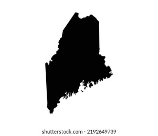 Maine US Map. ME USA State Map. Black and White Mainer State Border Boundary Line Outline Geography Territory Shape Vector Illustration EPS Clipart