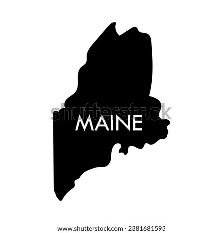 Maine a US state black element isolated on white background. United state of America. Map with county borders.
