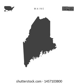 Maine US State Blank Vector Map Isolated on White Background. High-Detailed Black Silhouette Map of Maine.