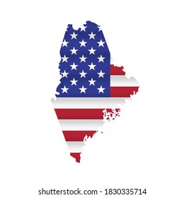 Maine US state flag map isolated on white. Vector illustration.