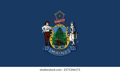 Maine US State Flag Vector Illustration