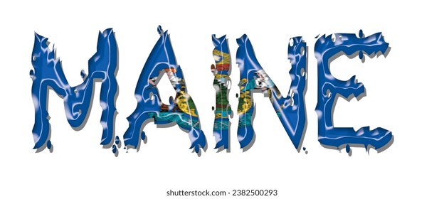 MAINE USA flag text font, 3D MAINE flag colorful background, MAINE flag vector illustration