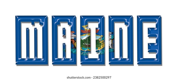 MAINE USA flag text font, 3D MAINE flag colorful background, MAINE flag vector illustration