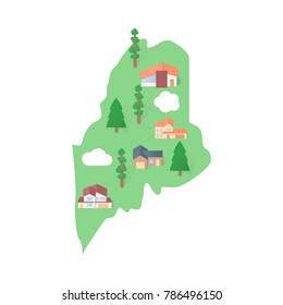 Maine Usa state map real estate