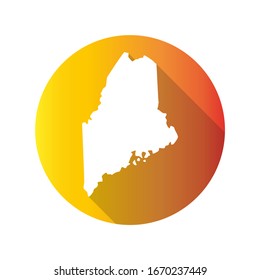 Maine, USA Symbol Map Icon Round. Flat Vektorillustration Art Design mit Schatten. Farbbanner mit Farbverlauf-Zeichen.