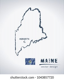 Maine vector chalk drawing map isolated on a white background