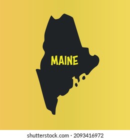 Maine Vector Map. Editable high quality illustration of the American state of Maine state border map