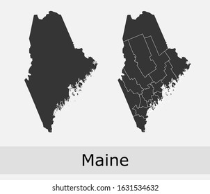 Maine vector maps counties, townships, regions, municipalities, departments, borders