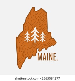 Maine Wood Pattern with Simple Trees Symbol