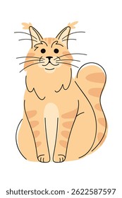 Maine-Coon cat hand drawn doodle