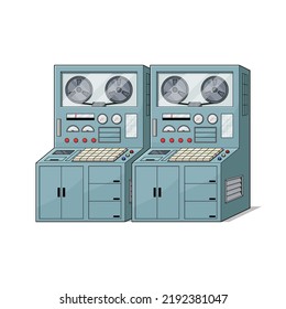 Mainframe computer old vector isolated on white background
