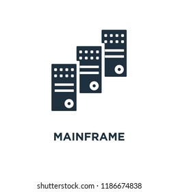 Mainframe icon. Black filled vector illustration. Mainframe symbol on white background. Can be used in web and mobile.