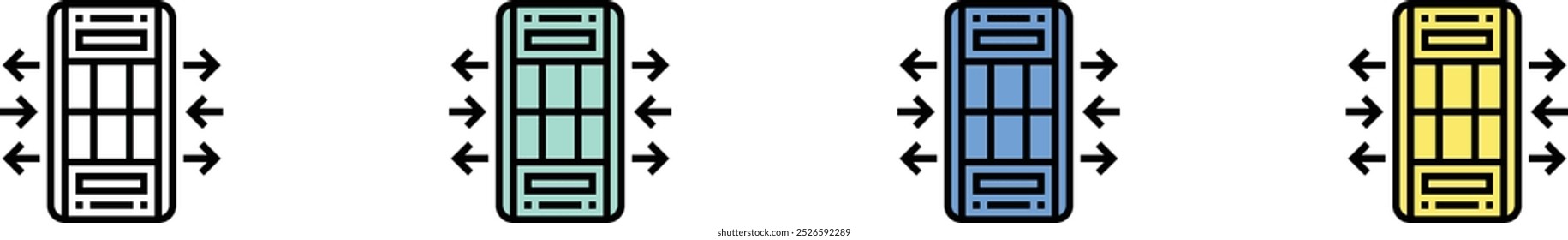 icono de mainframe. Esquema, diseño de estilo verde, azul y amarillo aislado sobre fondo blanco