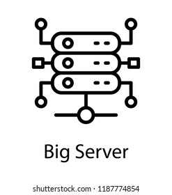 Mainframe rack connected to different networks, big server 
