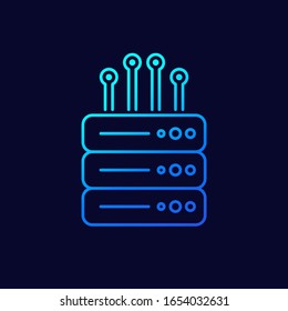 mainframe, remote server, vector line icon