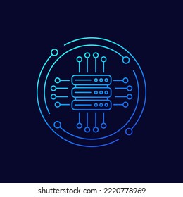 mainframe, server or hosting service icon, linear design