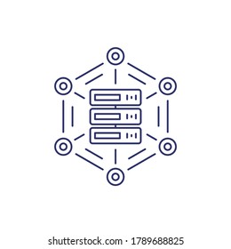 mainframe, server, hosting service line icon on white