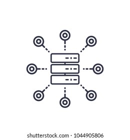 mainframe, server, hosting service linear icon on white