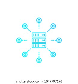 mainframe, server, hosting service vector linear icon on white