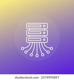 mainframe or server icon, hosting equipment line vector design