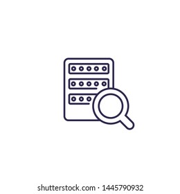 mainframe or server search, line icon on white