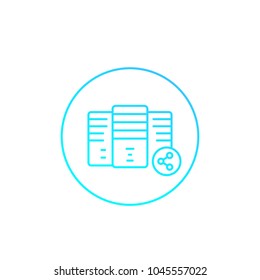 mainframe, server, shared hosting vector icon, linear