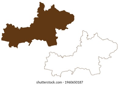 Main-Kinzig district (Federal Republic of Germany, rural district Darmstadt region, State of Hessen, Hesse, Hessia) map vector illustration, scribble sketch Main Kinzig Kreis map