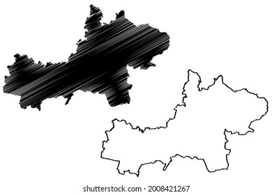 Mapa de ilustraciones vectoriales, dibujo de garrapatas Masig Kinzig Kreis, distrito rural de la región de Darmstadt, estado de Hessen, Hesse, Hessia)