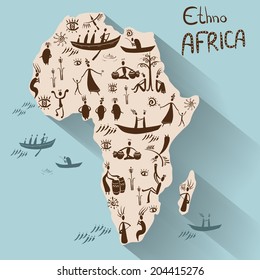 Mainland Africa in ethnic style, vector