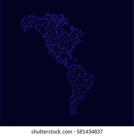 Mainland america, map, communication lines, dark blue background, the background vector