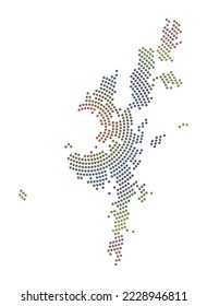 Mainland dotted map. Digital style shape of Mainland. Tech icon of the island with graduated dots. Classy vector illustration.
