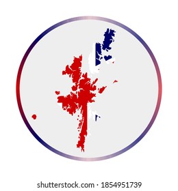 Mainland icon. Shape of the island with Mainland flag. Round sign with flag colors gradient ring. Trendy vector illustration.
