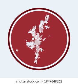 Icono de China continental. Logo tecnológico de moda de la isla. Diseño redondo de malla geométrica. Tecnología, internet, red, concepto de telecomunicaciones. Ilustración vectorial.