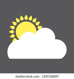 Mainly cloudy vector weather forecast icon isolated on a gray background.