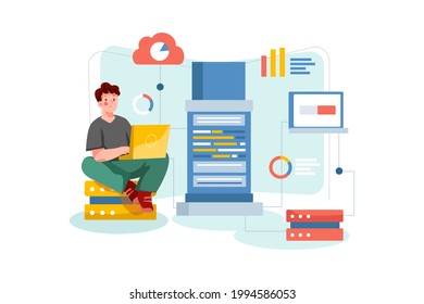 Mainnet - Blockchain Platform Illustration concept. Flat illustration isolated on white background.