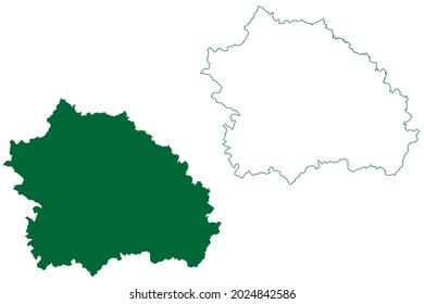 Mainpuri district (Uttar Pradesh State, Republic of India) map vector illustration, scribble sketch Mainpuri map