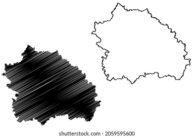Mainpuri district (Uttar Pradesh State, Republic of India) map vector illustration, scribble sketch Mainpuri map
