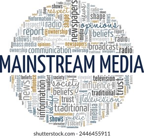 Mainstream Media word cloud conceptual design isolated on white background.