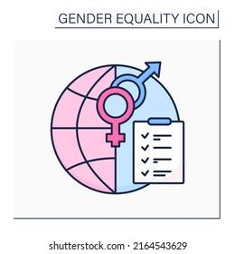 Mainstreaming color icon.Strategy to achieve equality between women and men.Takes into account both gender interests and concerns. Gender equality concept. Isolated vector illustration