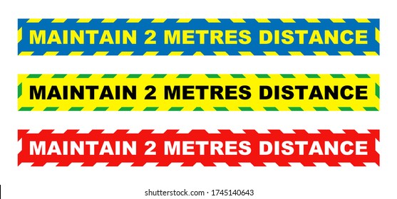 Mantener 2 metros de distancia. Distancia social 2 m de distancia coronavirus covid-19 señal de advertencia de pandemia.