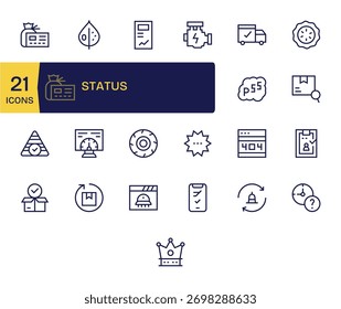 Maintain brand alignment using 25 Regular Line icons inspired by Status, consistent and tidy.