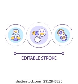 Maintain customer experience loop concept icon. Collect consumers feedbacks. Relationship building abstract idea thin line illustration. Isolated outline drawing. Editable stroke. Arial font used