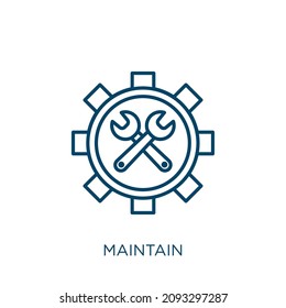 mantener el icono. El icono de mantener el contorno lineal delgado aislado en el fondo blanco. Signo de mantenimiento de vector de línea, símbolo para web y móvil