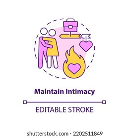 Maintain intimacy concept icon. Keep passion in relationship abstract idea thin line illustration. Intimate connection. Isolated outline drawing. Editable stroke. Arial, Myriad Pro-Bold fonts used