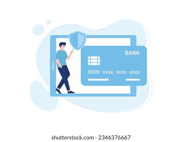 maintain the security of the mobile bank trending concept flat illustration
