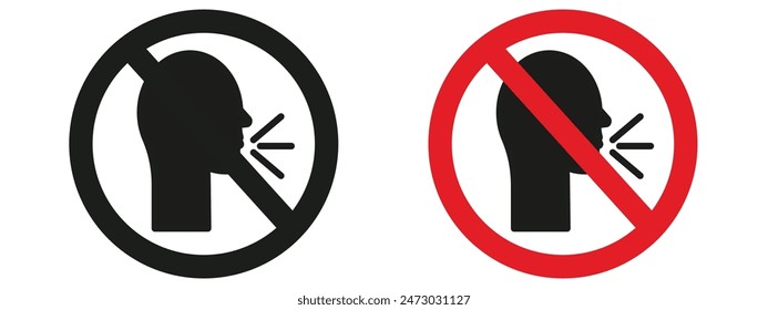 Maintain silence with this no talking sign, featuring a clear prohibition icon and warning label, ideal for ensuring quiet in libraries, offices, and study areas.