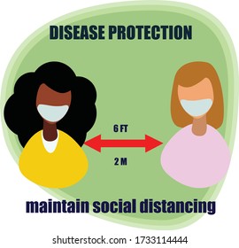 maintain social distance flat icon female cute