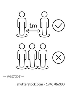 maintain social distance icon, safety for people, thin line web symbol on white background - editable stroke vector illustration eps10