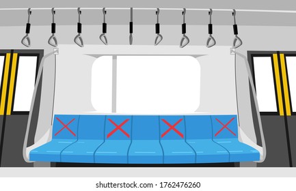 maintain social distance in public seats such as in trains