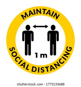Maintain Social Distancing 1 m Instruction Icon against the Spread of the Novel Coronavirus Covid-19. Vector Image.